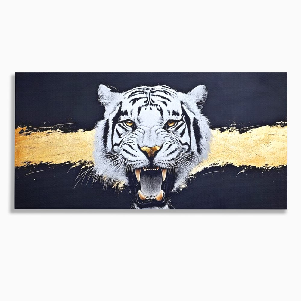 Tablou canvas cu tablou canvas cu tigru alb, fara rama, pe sasiu de lemn