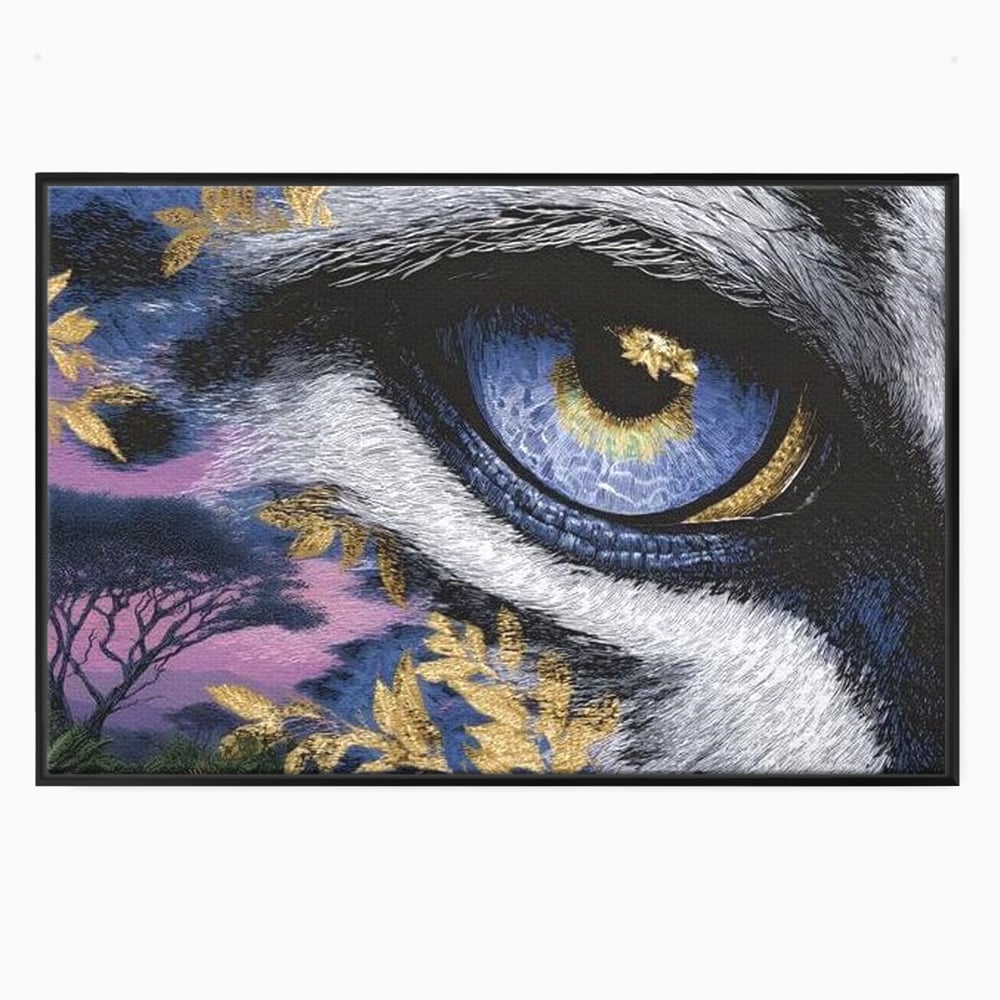 Tablou canvas cu tablou canvas cu ochi de felina, in rama de aluminiu negru