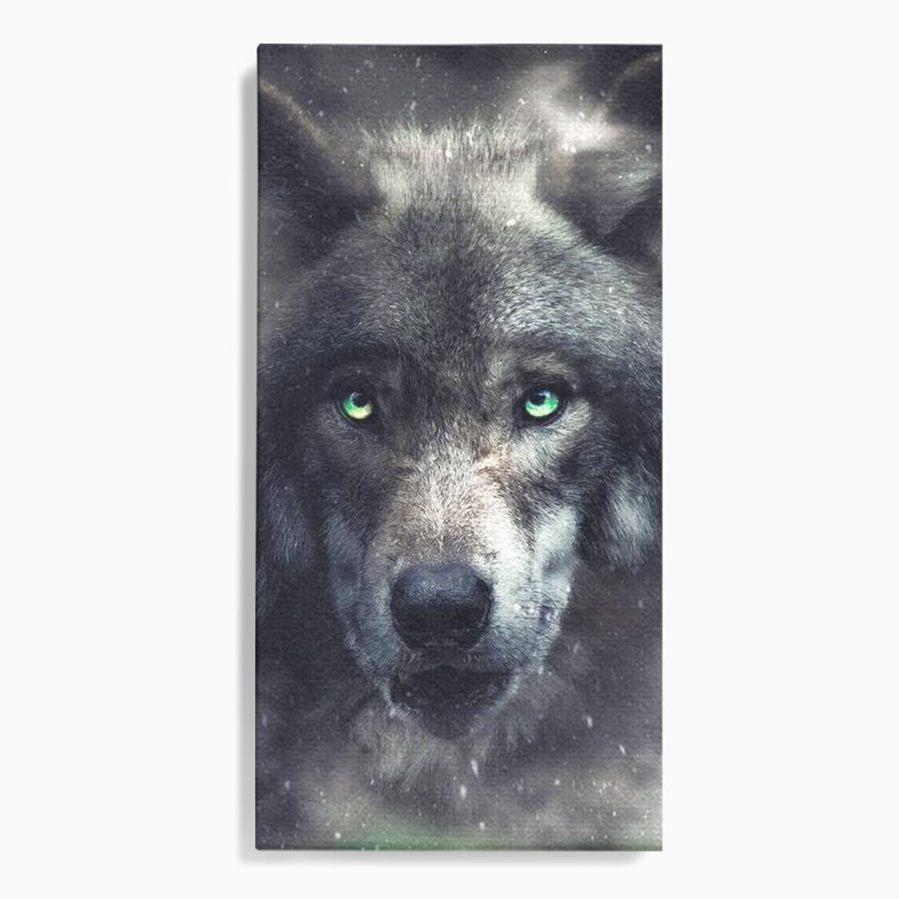 Tablou canvas cu tablou canvas cu cap de lup, fara rama, pe sasiu de lemn