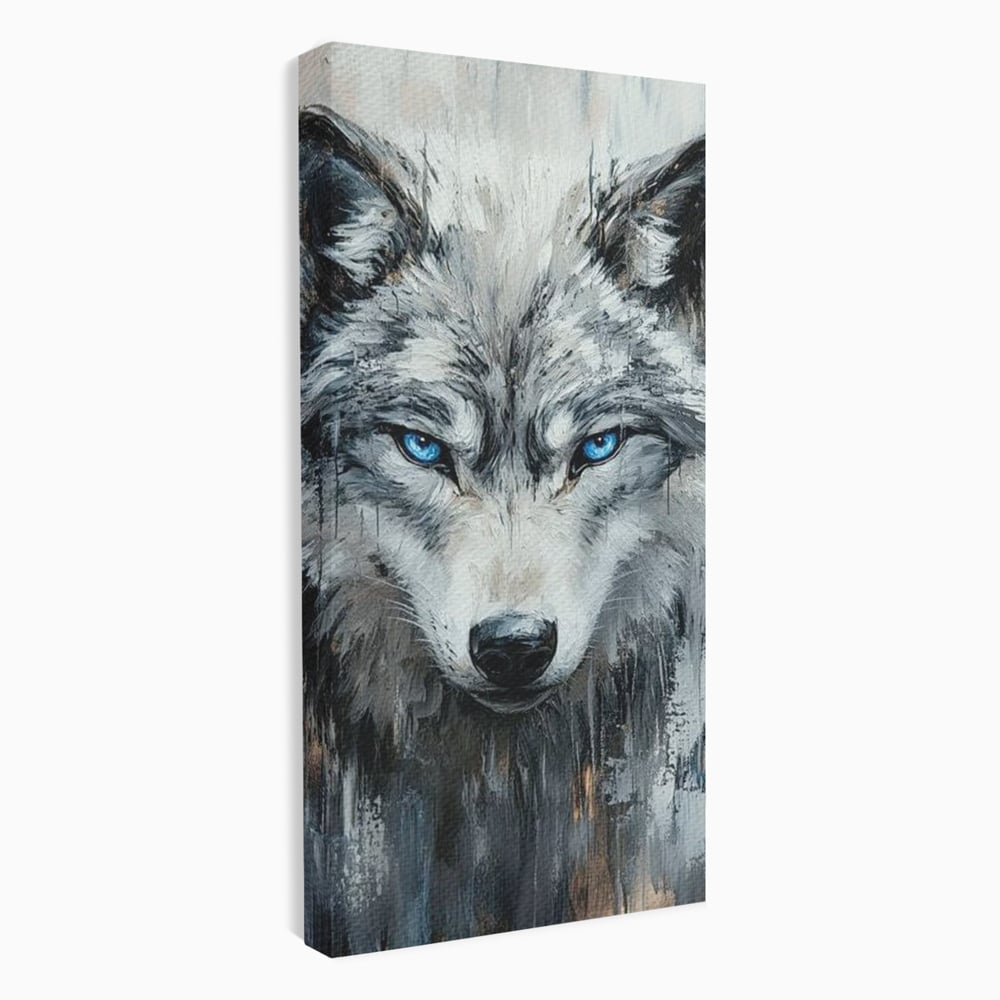 Tablou canvas cu tablou canvas cu portret de lup, fara rama, pe sasiu de lemn