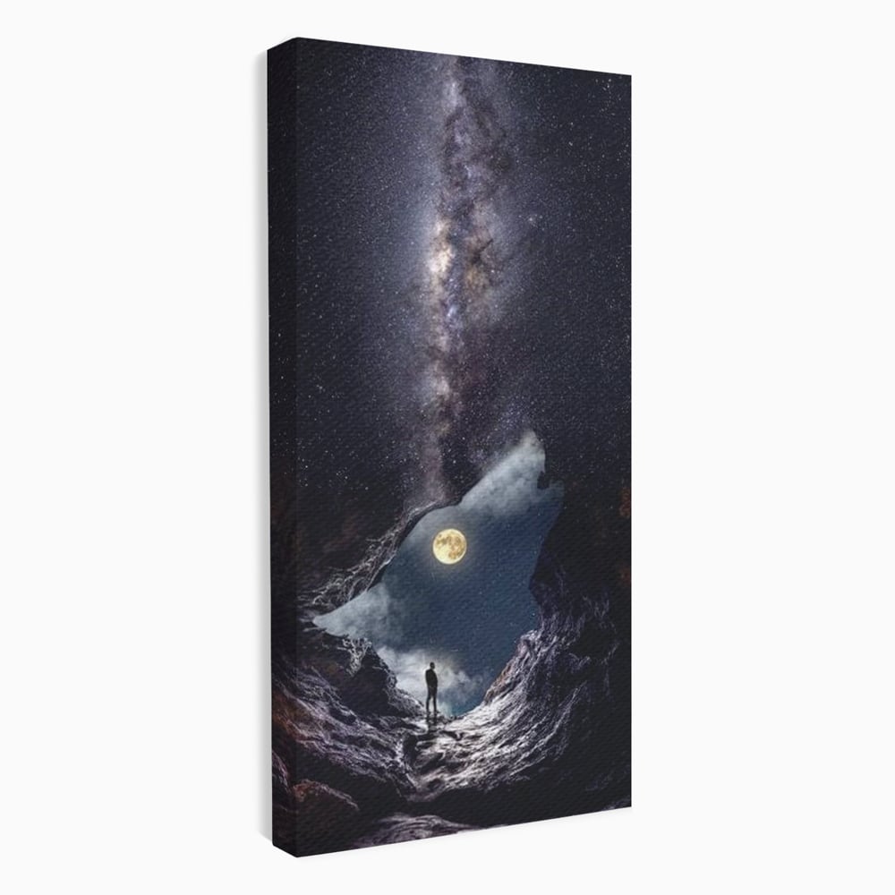 Tablou canvas cu tablou canvas cu silueta de lup, fara rama, pe sasiu de lemn