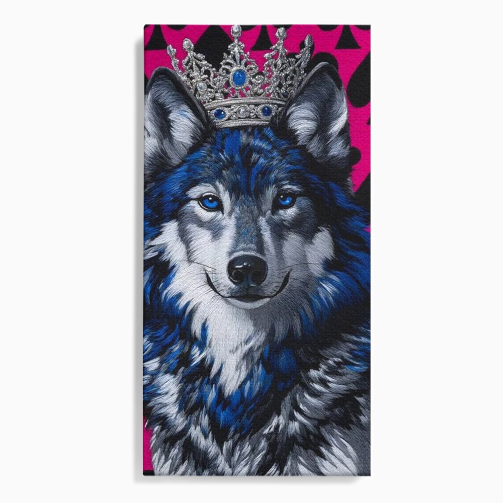 Tablou canvas cu tablou canvas cu lup incoronat, fara rama, pe sasiu de lemn