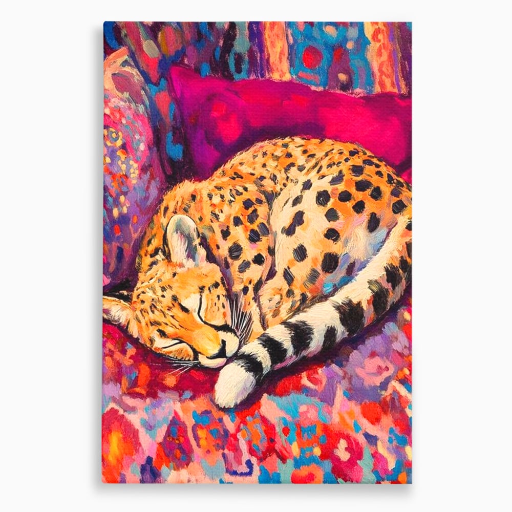 Tablou canvas cu tablou canvas cu ghepard dormind, fara rama, pe sasiu de lemn