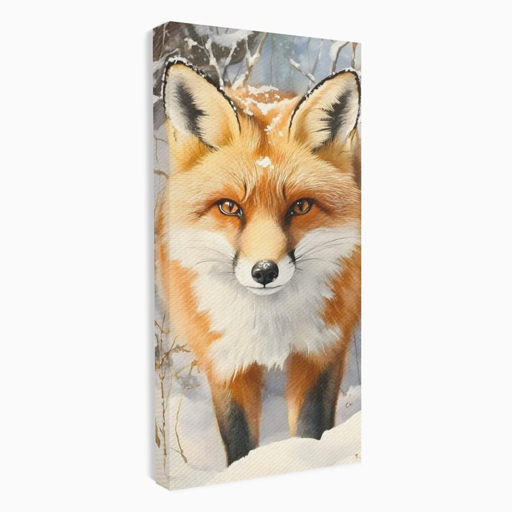 Tablou canvas cu tablou canvas cu vulpe in zapada, fara rama, pe sasiu de lemn