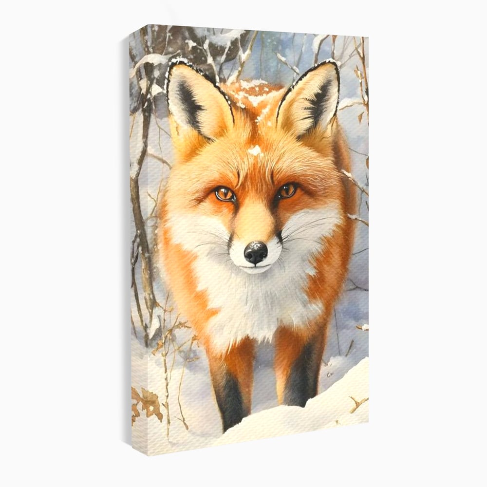 Tablou canvas cu tablou canvas cu vulpe in zapada, fara rama, pe sasiu de lemn