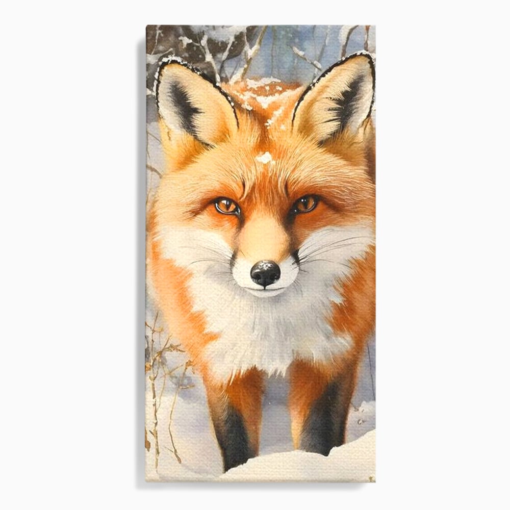 Tablou canvas cu tablou canvas cu vulpe in zapada, fara rama, pe sasiu de lemn