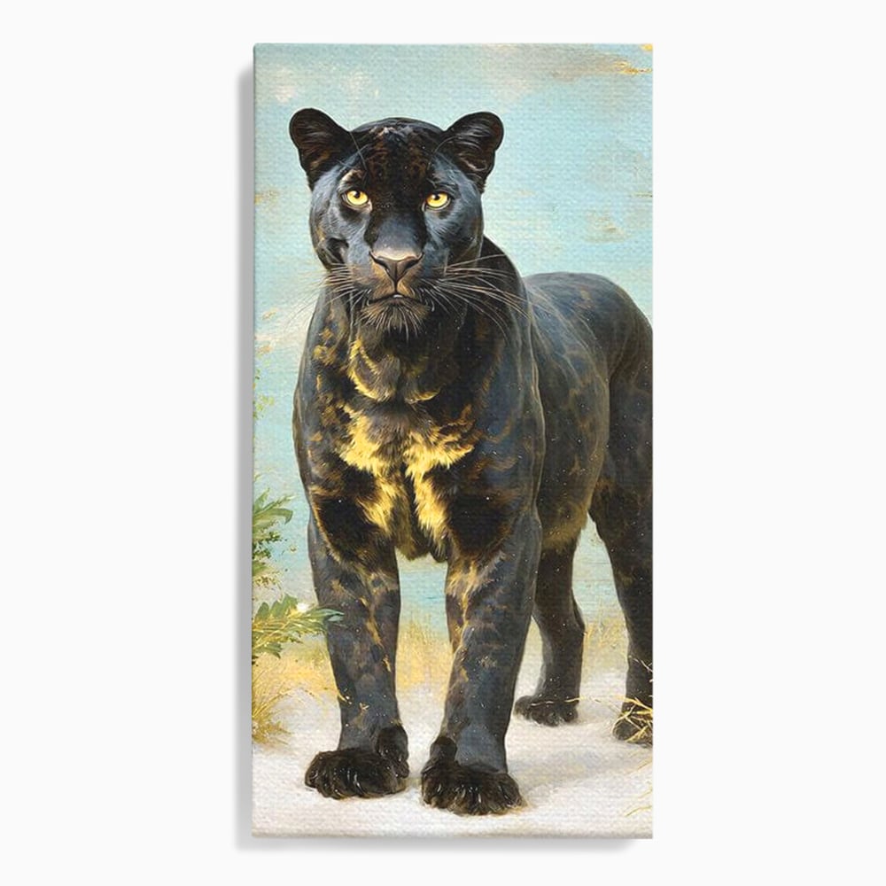 Tablou canvas cu tablou canvas cu pantera neagra, fara rama, pe sasiu de lemn