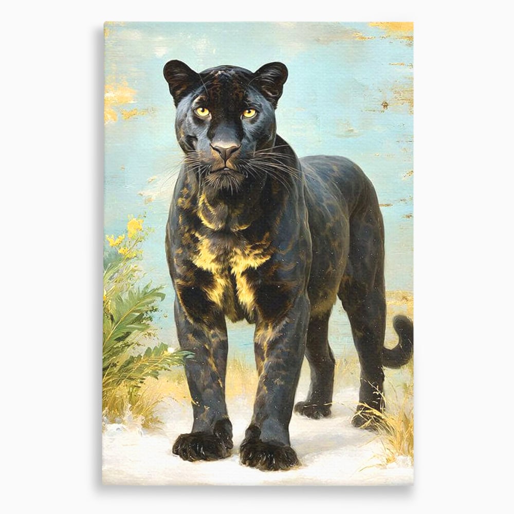 Tablou canvas cu tablou canvas cu pantera neagra, fara rama, pe sasiu de lemn