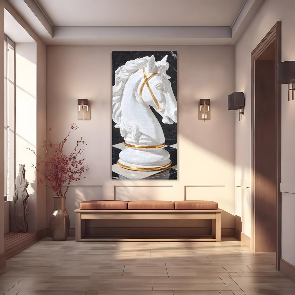 Tablou canvas cu tablou canvas cu cal de sah, fara rama, pe sasiu de lemn