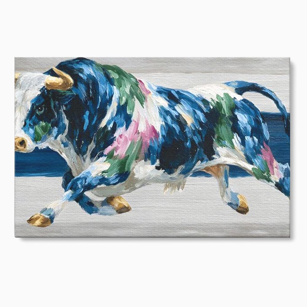 Tablou canvas cu tablou canvas pictura taur in miscare, fara rama, pe sasiu de lemn