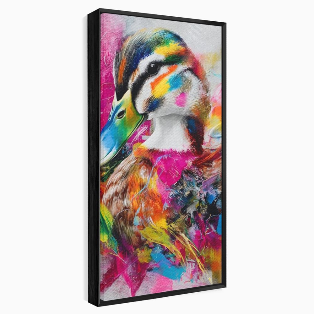 Tablou canvas cu tablou canvas cu rata colorata, in rama de aluminiu negru