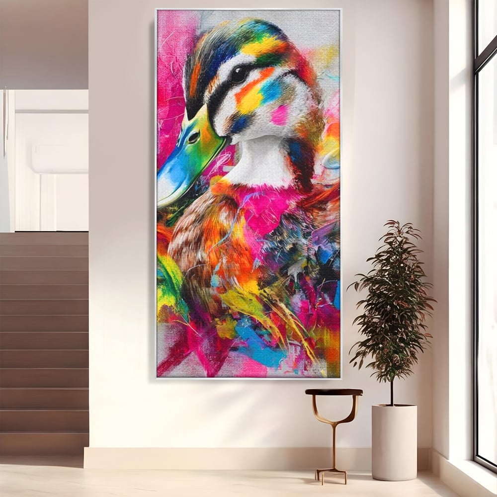 Tablou canvas cu tablou canvas cu rata colorata, in rama de aluminiu argintiu