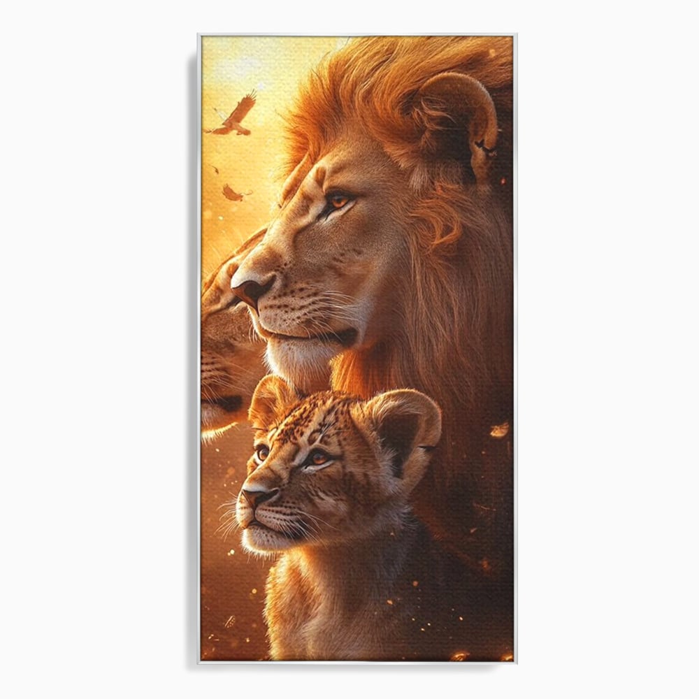 Tablou canvas cu tablou canvas cu lei in amurg, in rama de aluminiu argintiu