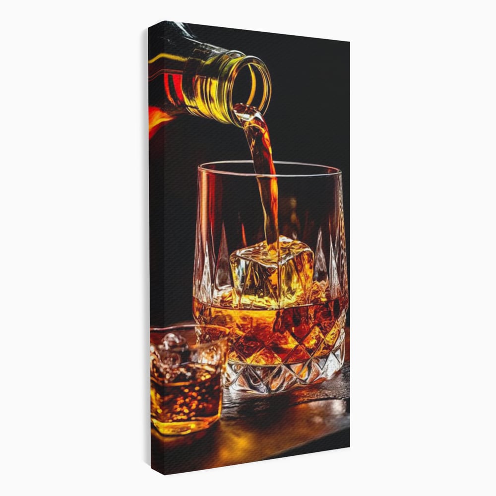 Tablou canvas cu tablou canvas cu turnare de whisky, fara rama, pe sasiu de lemn