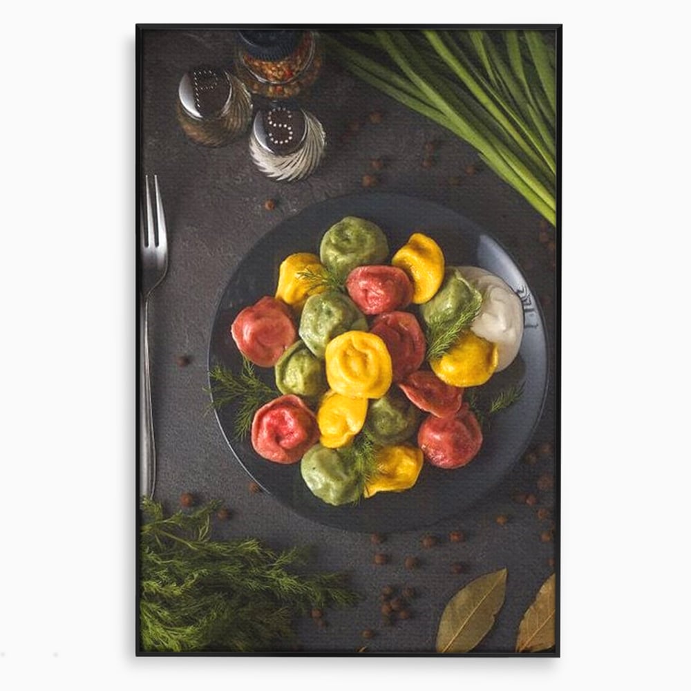 Tablou canvas cu tablou canvas cu paste colorate, in rama de aluminiu negru