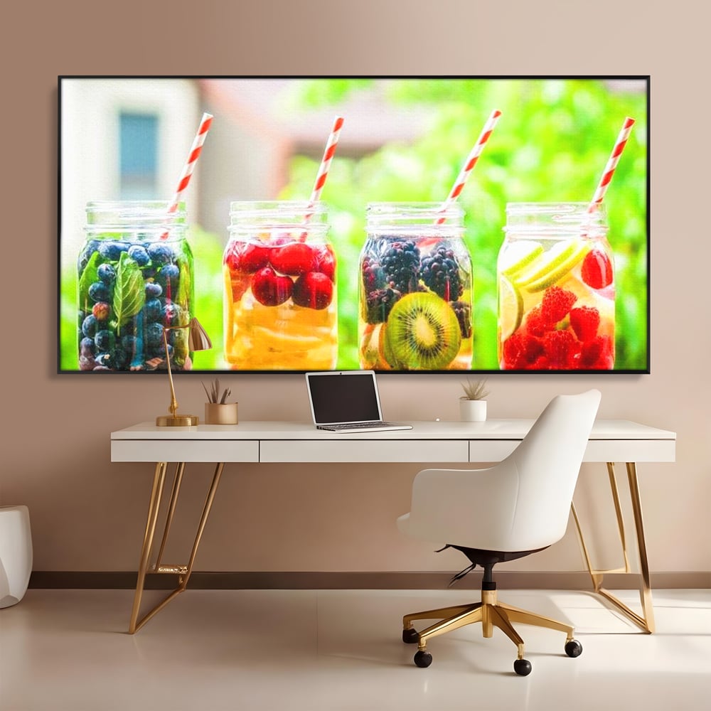 Tablou Canvas Patru Borcane cu Limonada de Fructe, Rosu si Galben, N1013