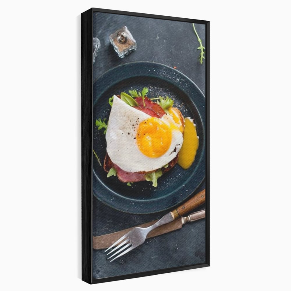 Tablou canvas cu tablou canvas cu mic dejun, in rama de aluminiu negru