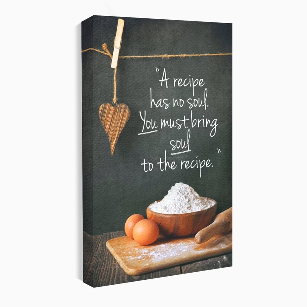 Tablou canvas cu tablou canvas cu citat culinar si faina, fara rama, pe sasiu de lemn