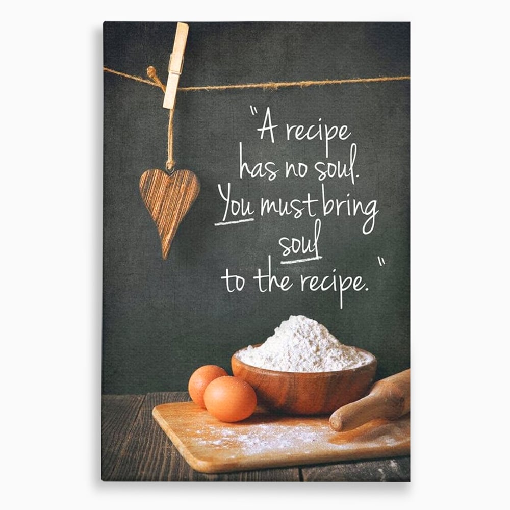 Tablou canvas cu tablou canvas cu citat culinar si faina, fara rama, pe sasiu de lemn