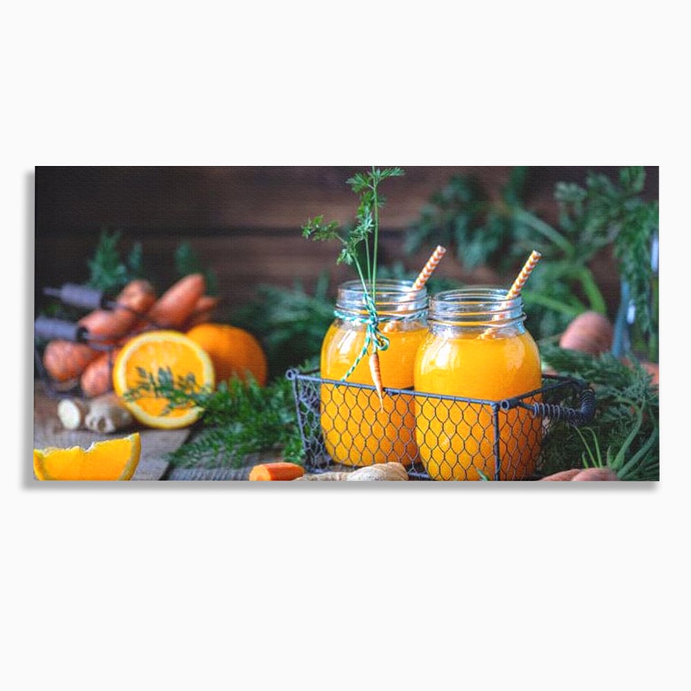 Tablou canvas cu tablou canvas cu suc de morcovi, fara rama, pe sasiu de lemn