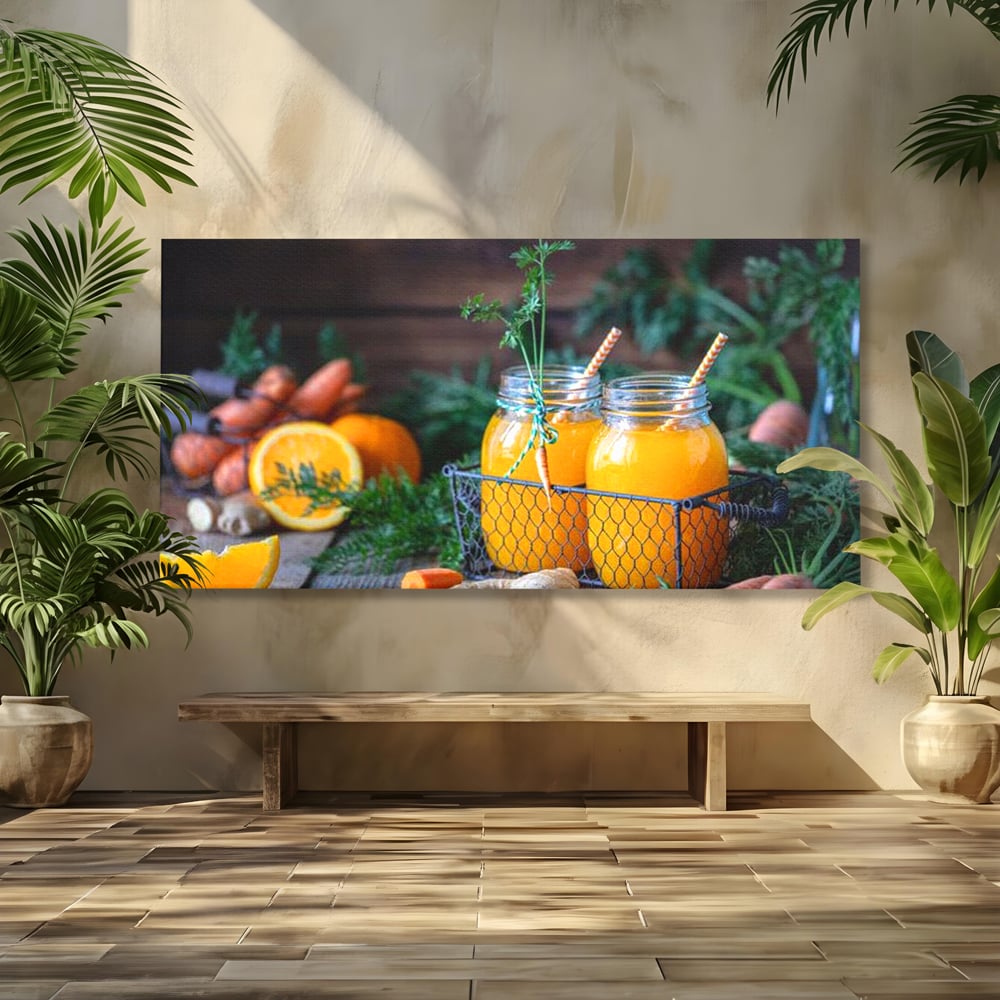 Tablou canvas cu tablou canvas cu suc de morcovi, fara rama, pe sasiu de lemn