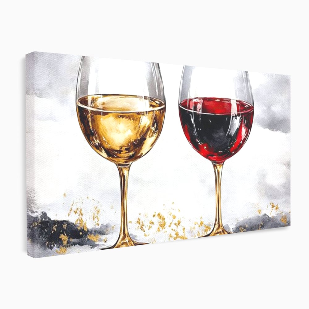 Tablou canvas cu tablou canvas cu doua pahare de vin, fara rama, pe sasiu de lemn