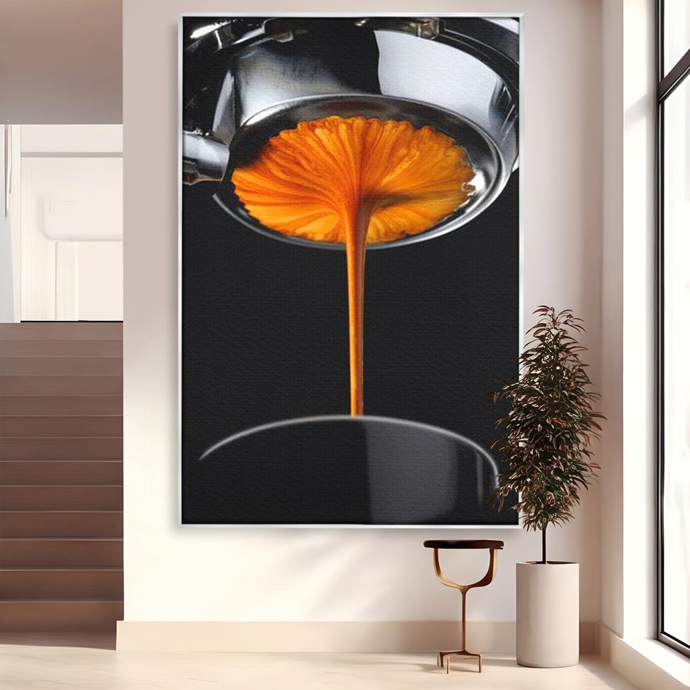 Tablou Canvas cu Jet de Espresso, Portocaliu Intens si Negru, N1030
