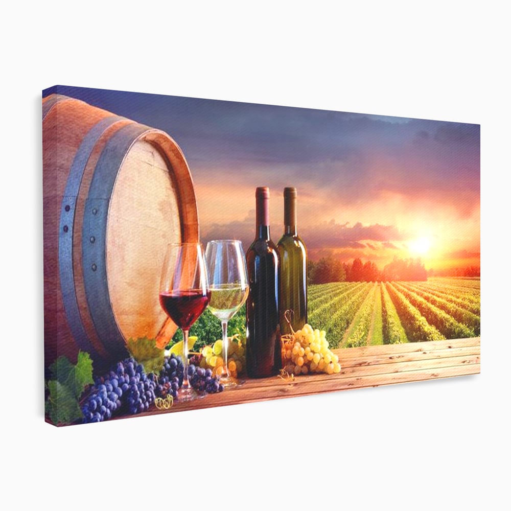 Tablou canvas cu tablou canvas cu podgorie si vin, fara rama, pe sasiu de lemn