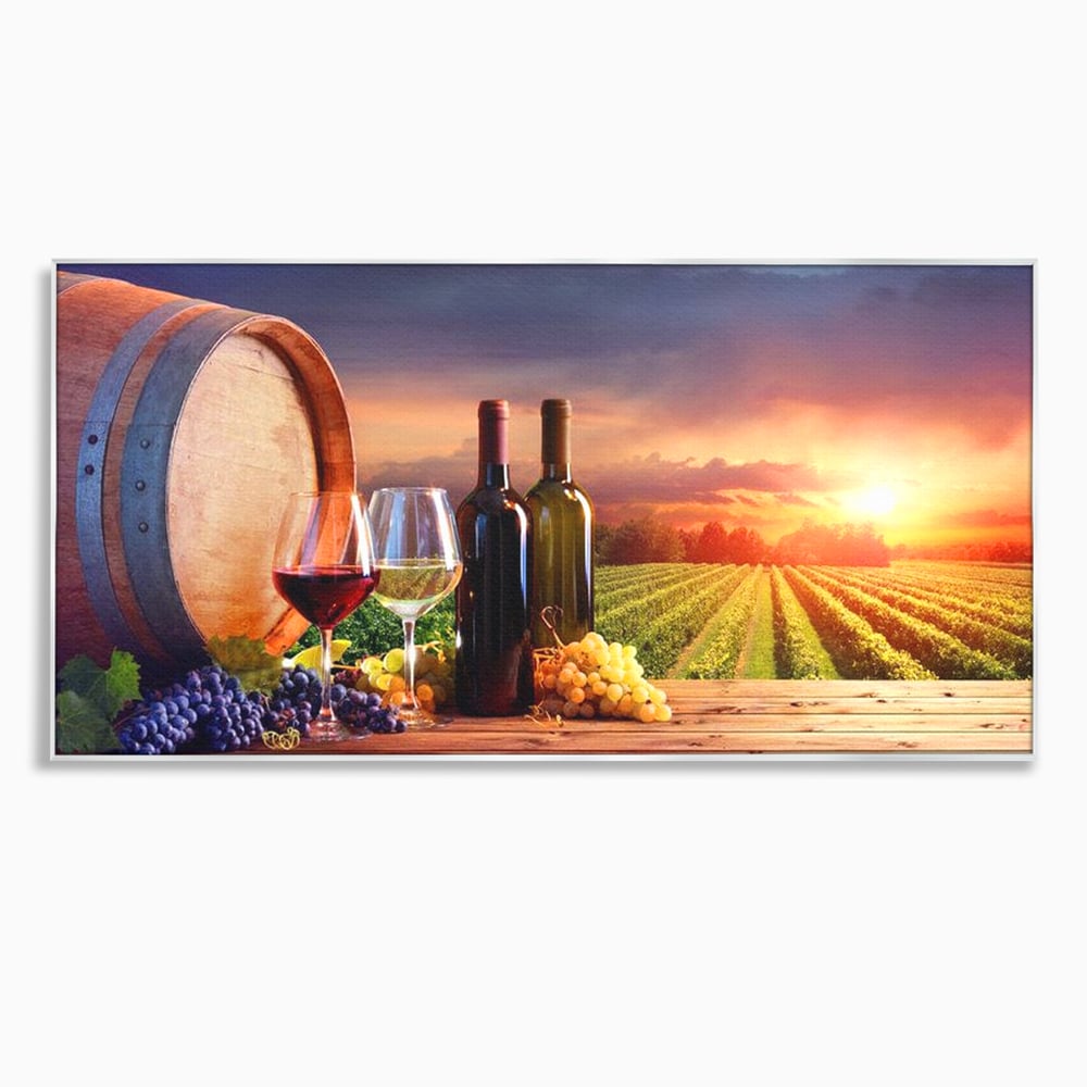 Tablou canvas cu tablou canvas cu podgorie si vin, in rama de aluminiu argintiu