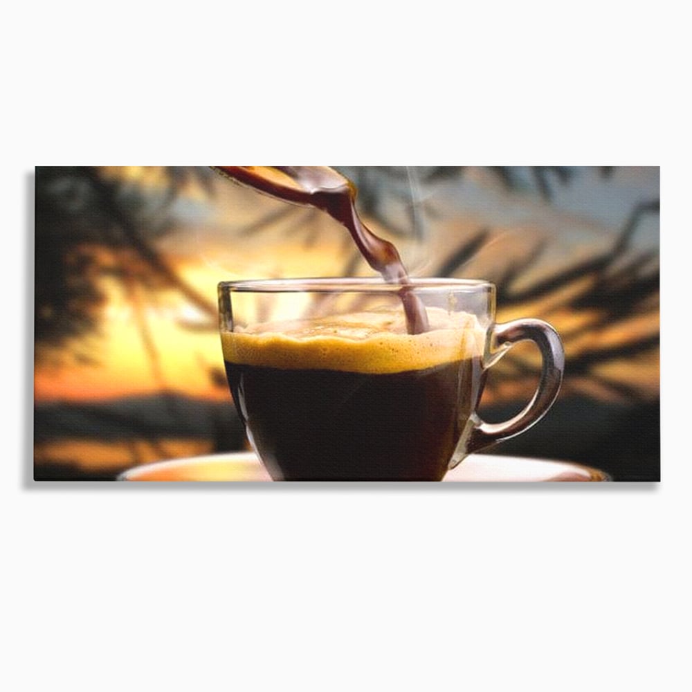 Tablou canvas cu tablou canvas cu ceasca de espresso, fara rama, pe sasiu de lemn