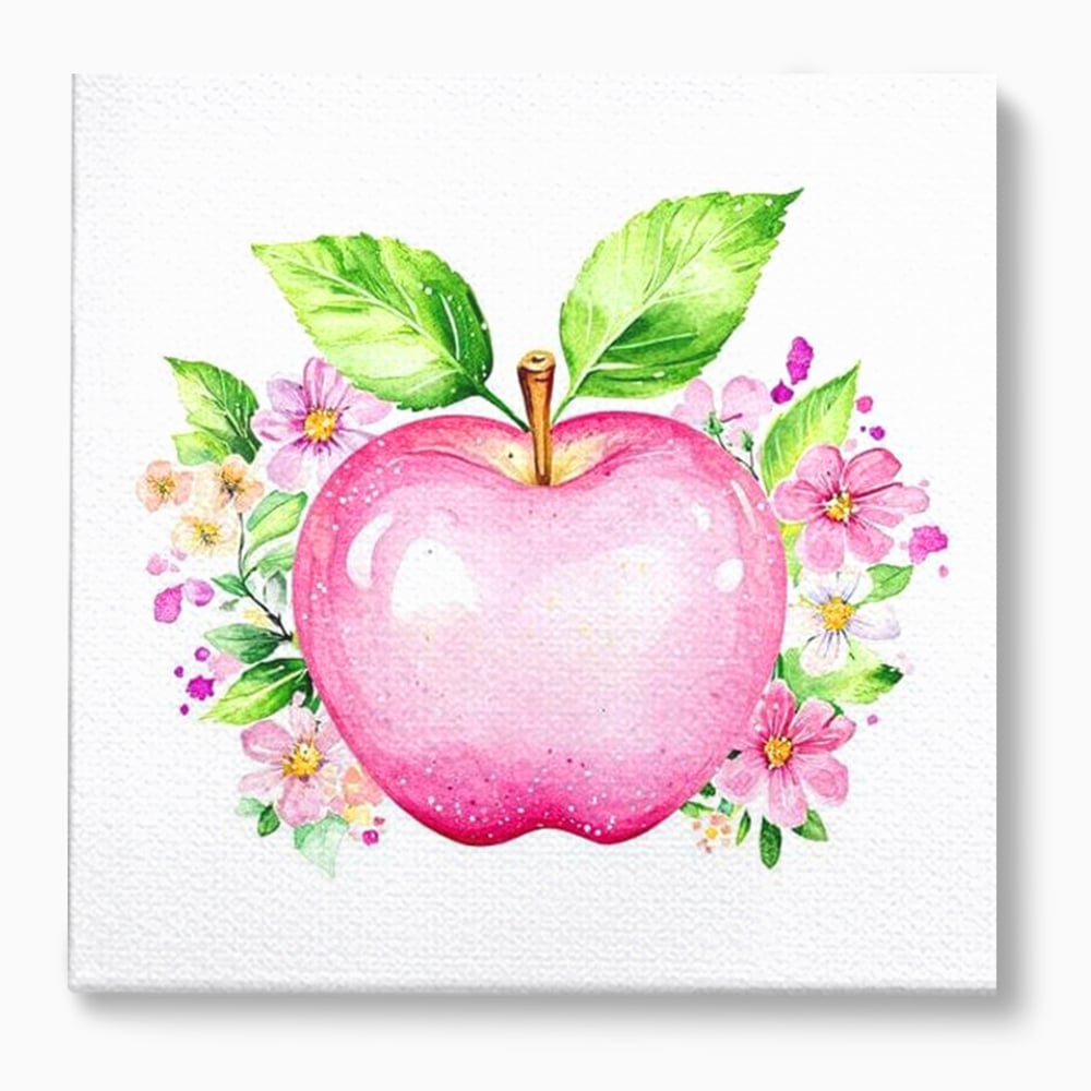 Tablou canvas cu tablou canvas cu mar roz si flori, fara rama, pe sasiu de lemn