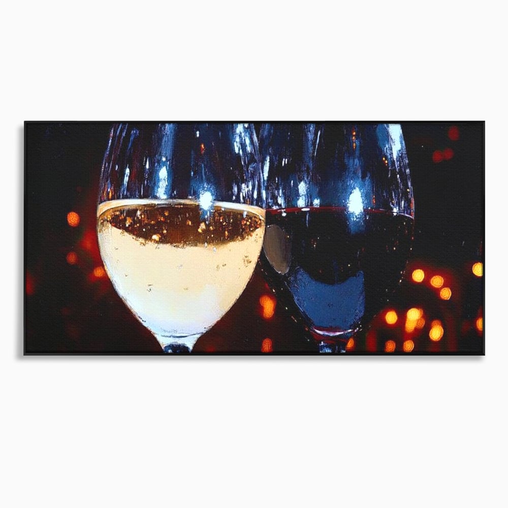 Tablou canvas cu tablou canvas cu doua pahare de vin, in rama de aluminiu negru