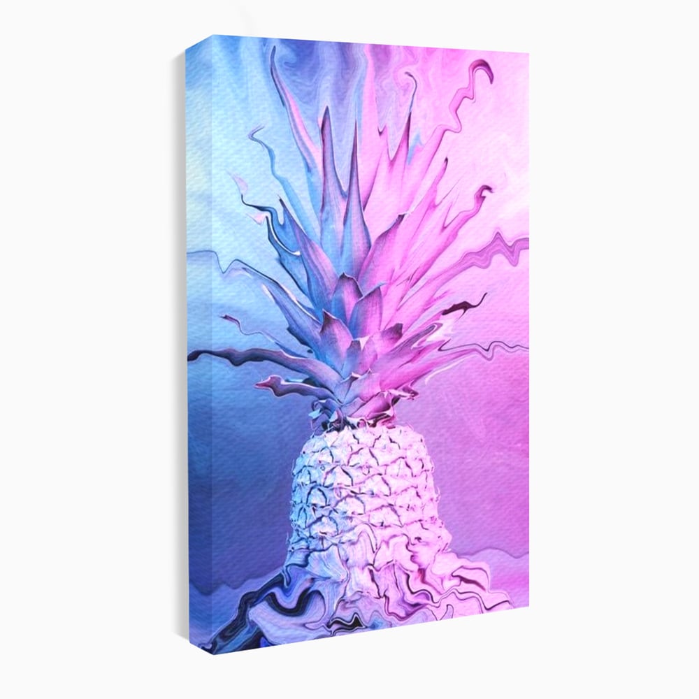 Tablou canvas cu tablou canvas cu ananas neon, fara rama, pe sasiu de lemn
