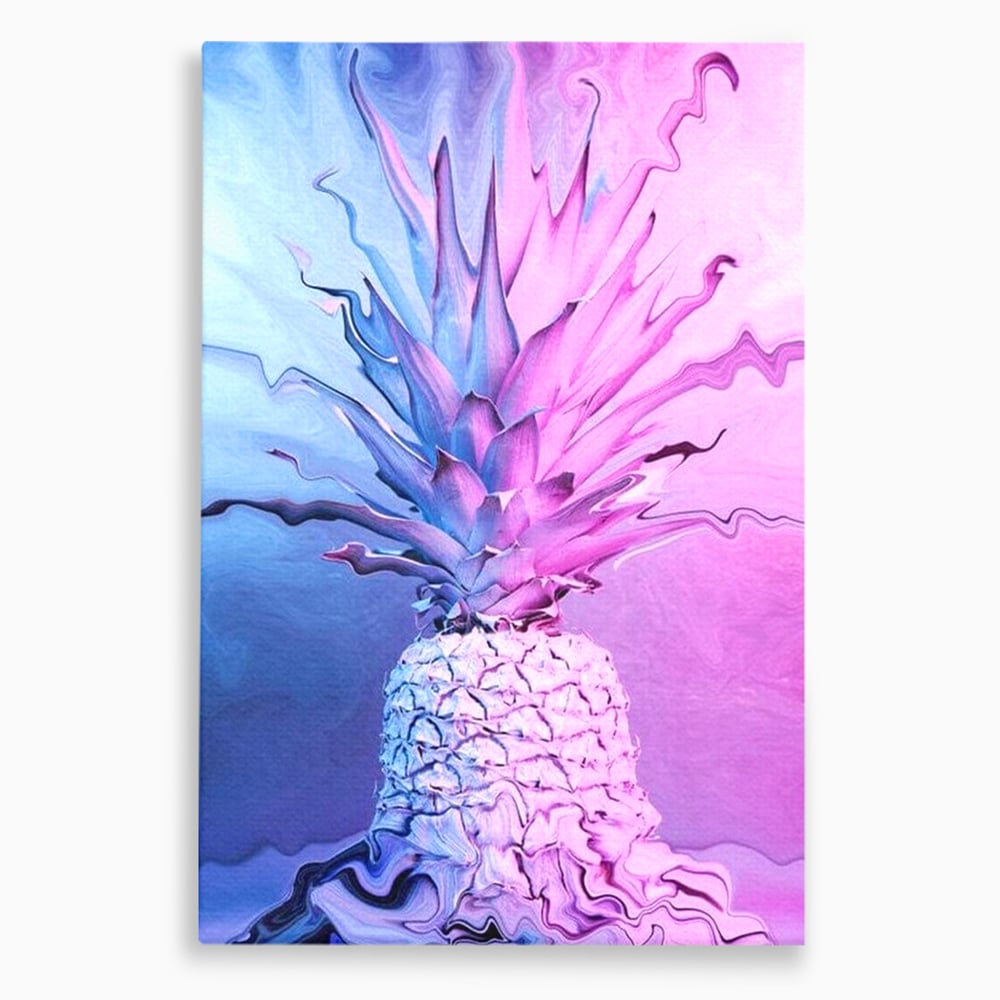 Tablou canvas cu tablou canvas cu ananas neon, fara rama, pe sasiu de lemn