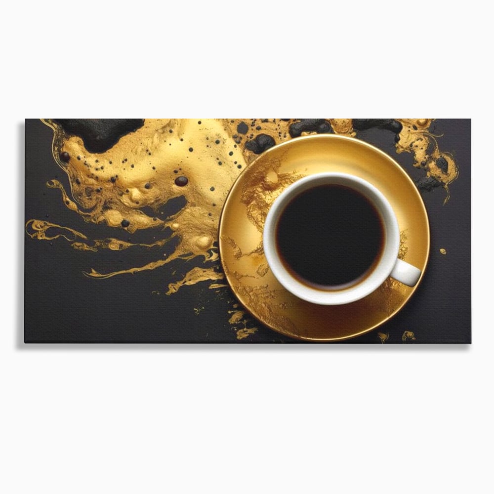 Tablou canvas cu tablou canvas cu ceasca de cafea, fara rama, pe sasiu de lemn