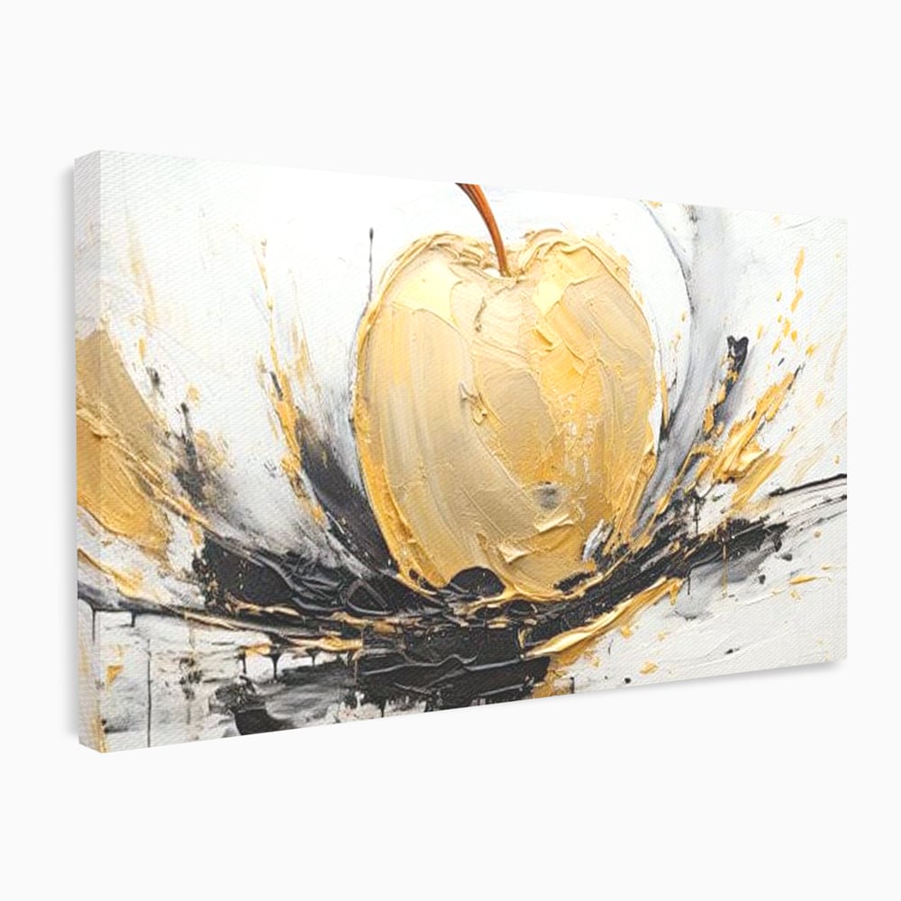 Tablou canvas cu pictura abstracta cu un mar auriu, fara rama, pe sasiu de lemn