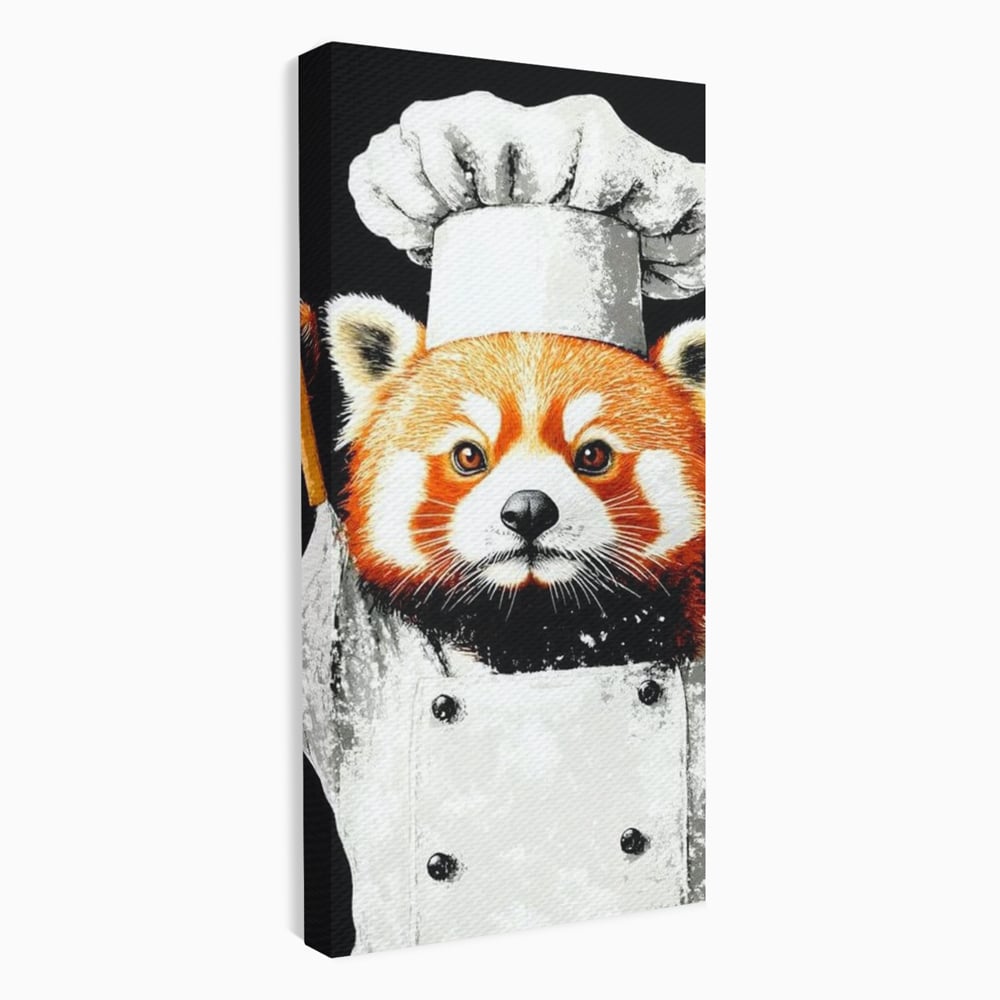Tablou canvas cu tablou canvas cu panda rosu bucatar, fara rama, pe sasiu de lemn