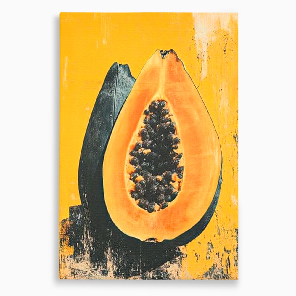 Tablou canvas cu tablou canvas cu papaya taiata, fara rama, pe sasiu de lemn