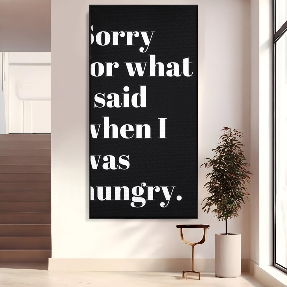 Tablou canvas cu tablou canvas cu mesaj text amuzant pe fond negru, in rama de aluminiu negru