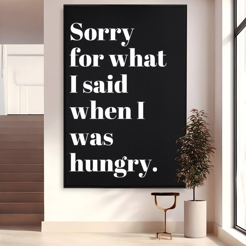Tablou canvas cu tablou canvas cu mesaj text amuzant pe fond negru, in rama de aluminiu negru