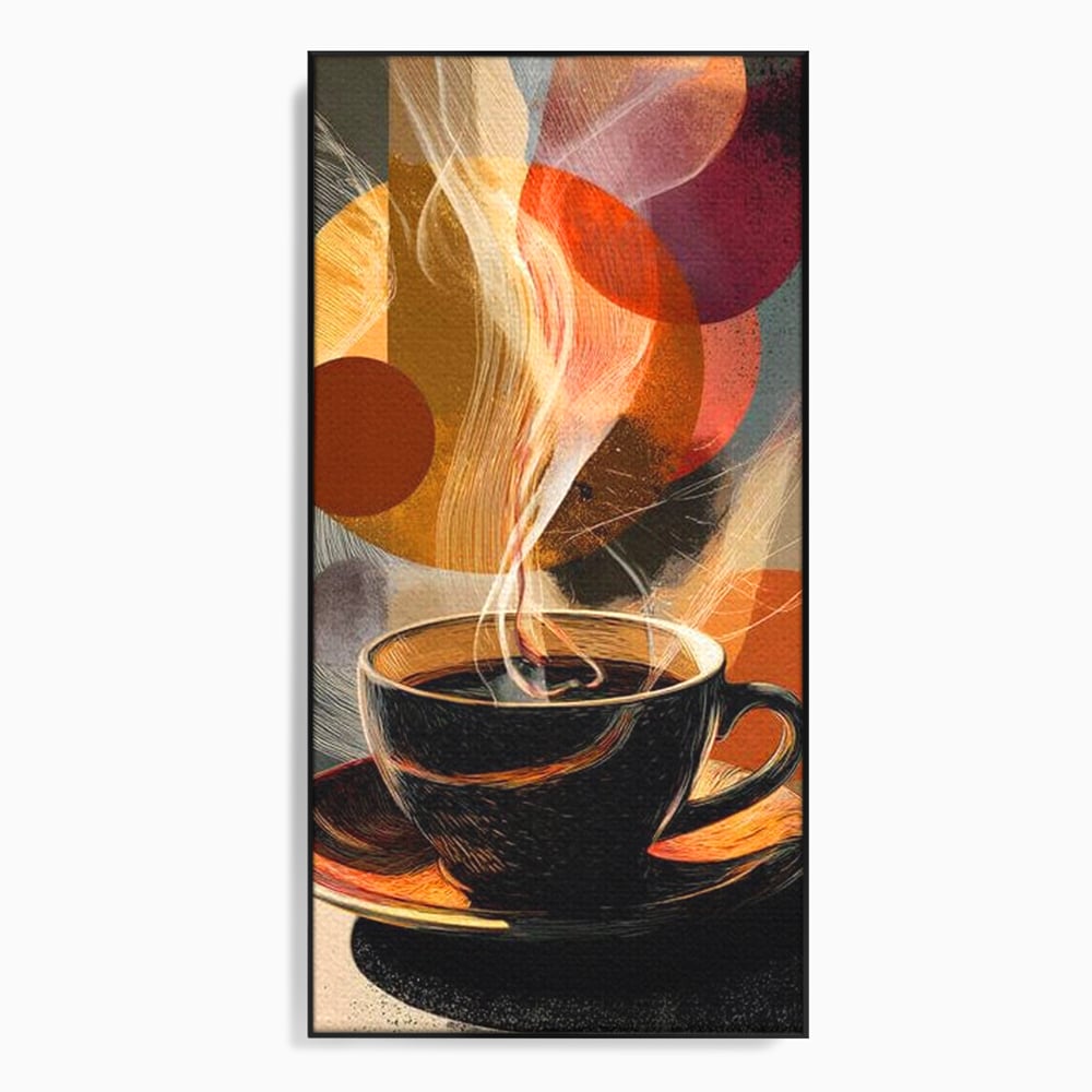 Tablou canvas cu tablou canvas cu ceasca de cafea, in rama de aluminiu negru