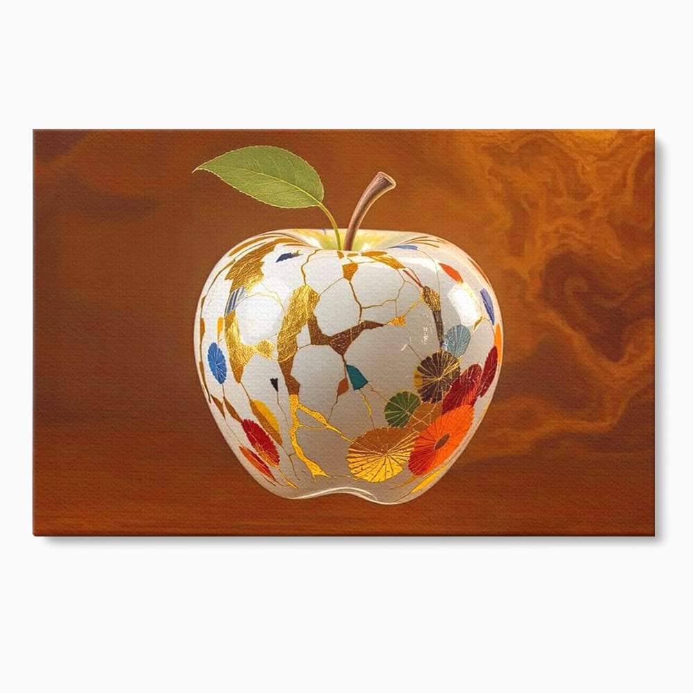 Tablou canvas cu tablou canvas cu mar alb si motive aurii, fara rama, pe sasiu de lemn