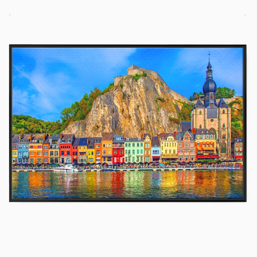 Tablou canvas cu tablou canvas peisaj urban belgia, in rama de aluminiu negru