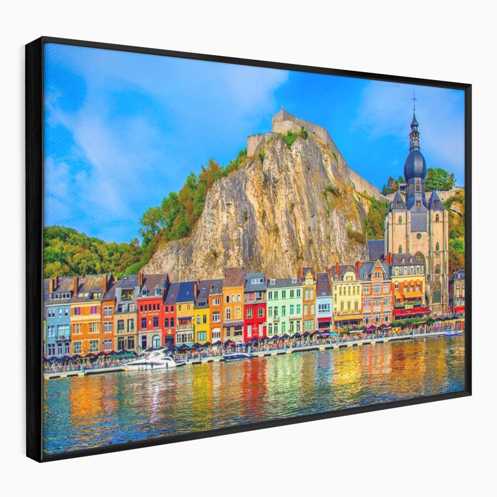 Tablou canvas cu tablou canvas peisaj urban belgia, in rama de aluminiu negru