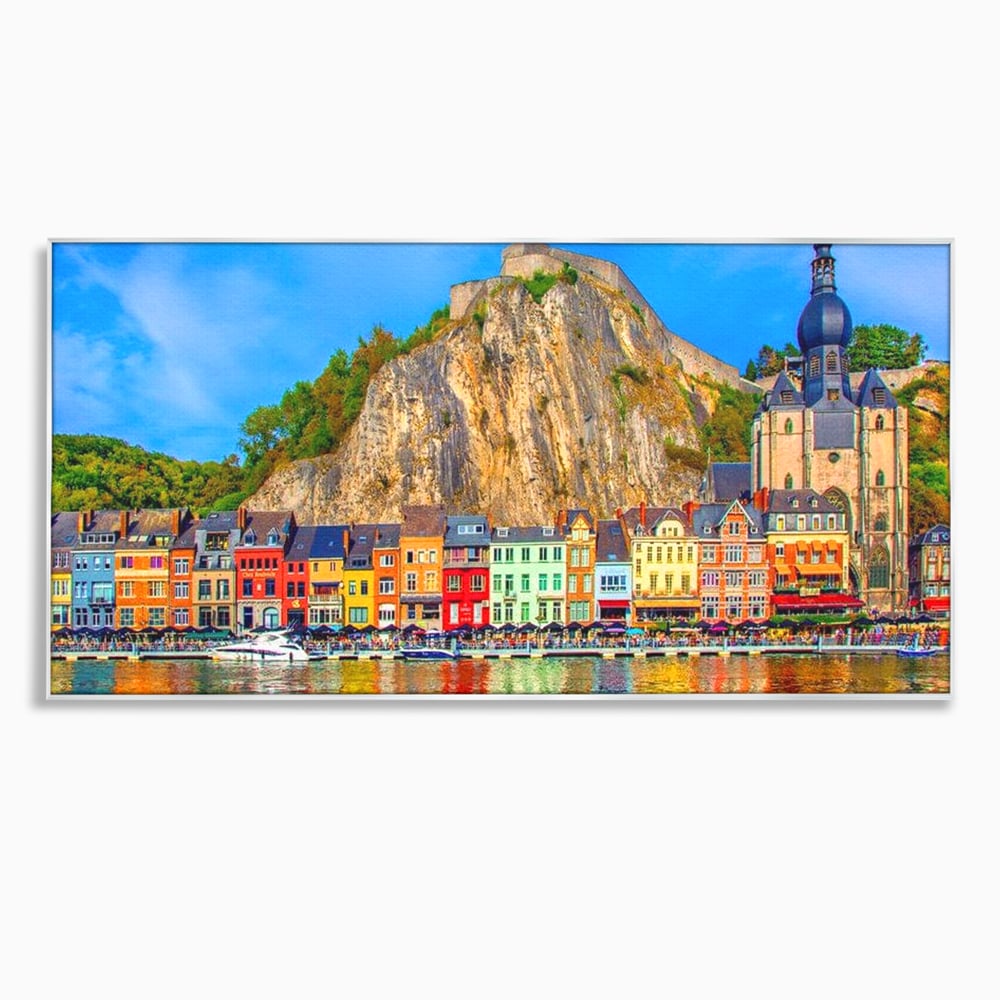 Tablou canvas cu tablou canvas peisaj urban belgia, in rama de aluminiu argintiu
