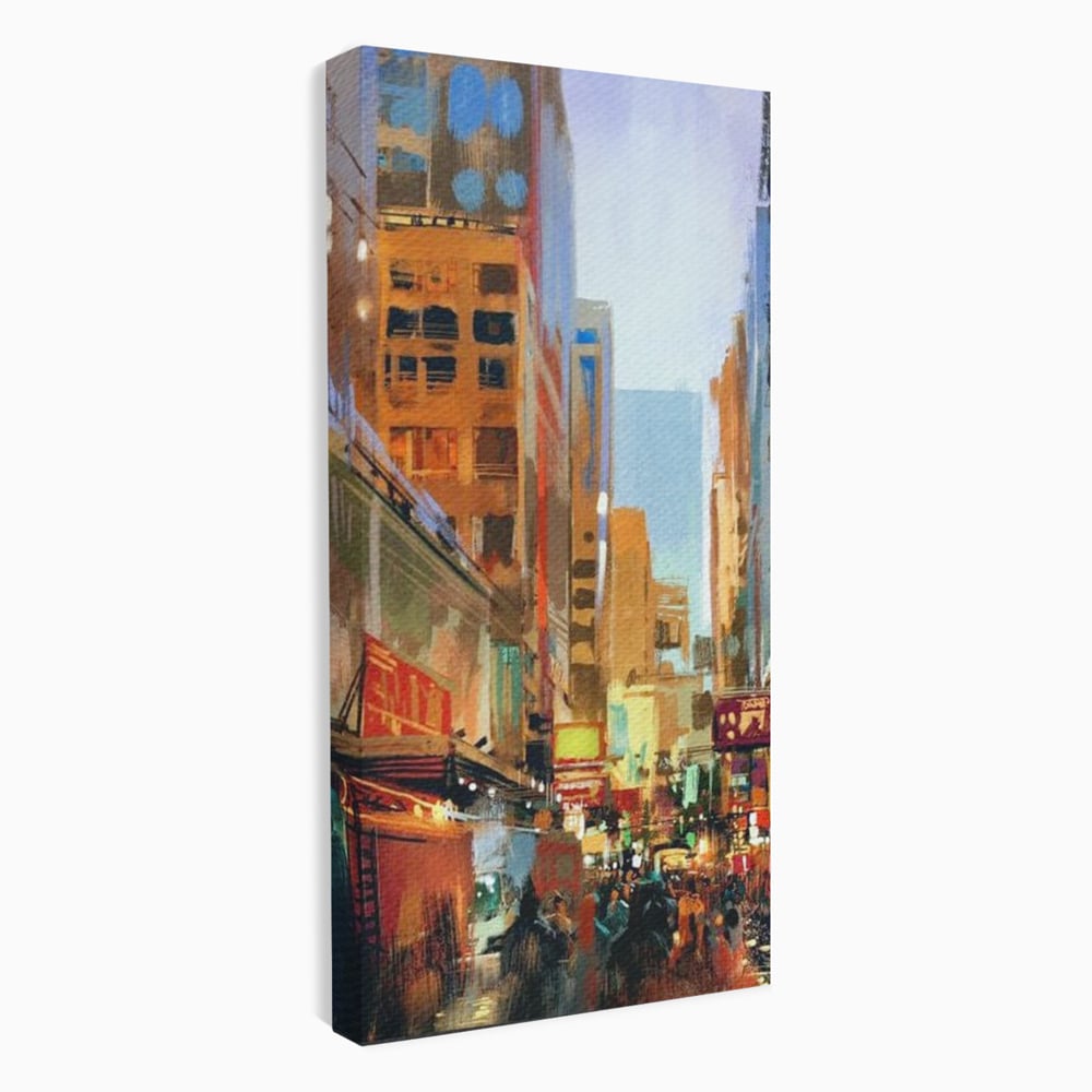 Tablou canvas cu pictura urbana cu strada din new york, fara rama, pe sasiu de lemn