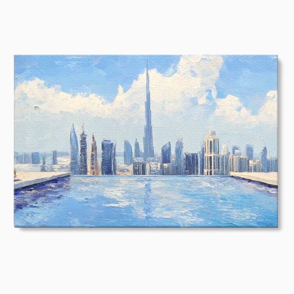 Tablou canvas cu tablou canvas cu peisaj urban din dubai, fara rama, pe sasiu de lemn