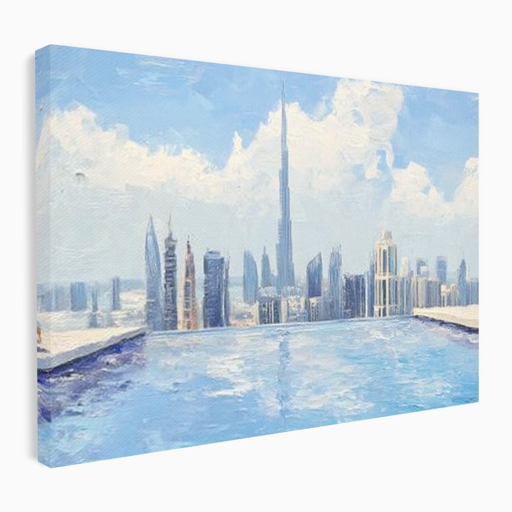 Tablou canvas cu tablou canvas cu peisaj urban din dubai, fara rama, pe sasiu de lemn
