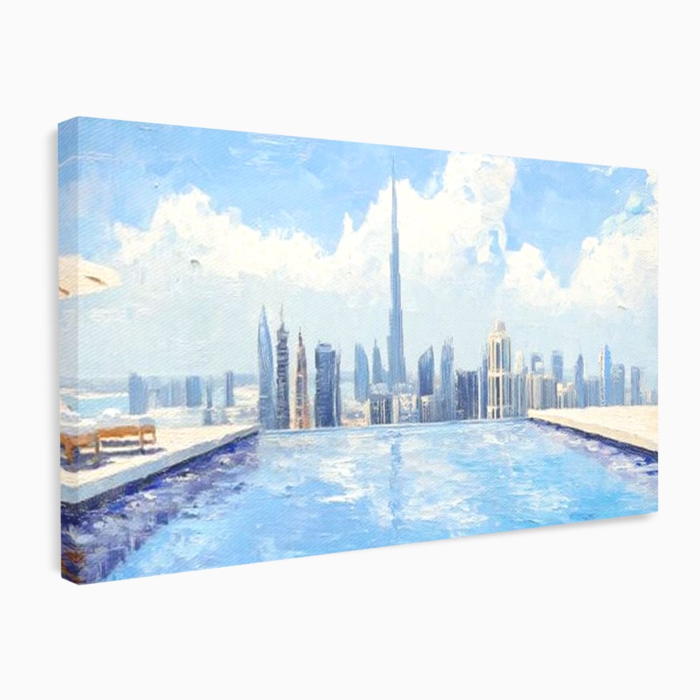 Tablou canvas cu tablou canvas cu peisaj urban din dubai, fara rama, pe sasiu de lemn