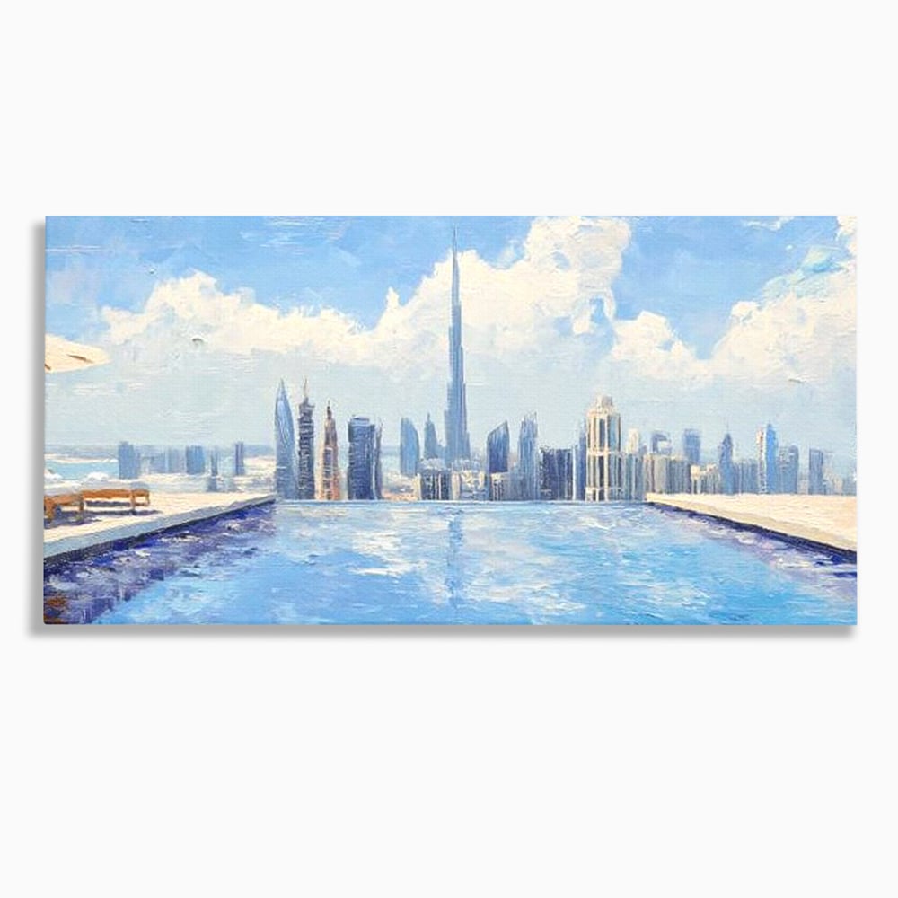 Tablou canvas cu tablou canvas cu peisaj urban din dubai, fara rama, pe sasiu de lemn